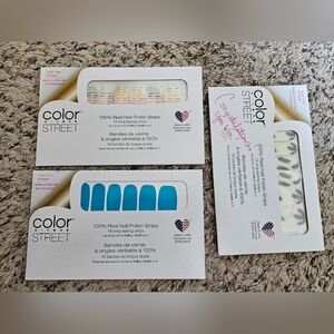Color Street Nail Strips Lot Of 3-Blue, Hue And Palm